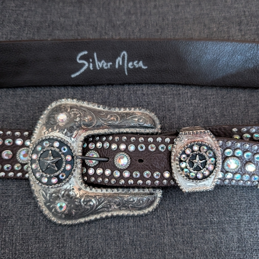 Silver Mesa , Kippy Style Bling Belt 34.. Chocolate - Picture 2 of 2